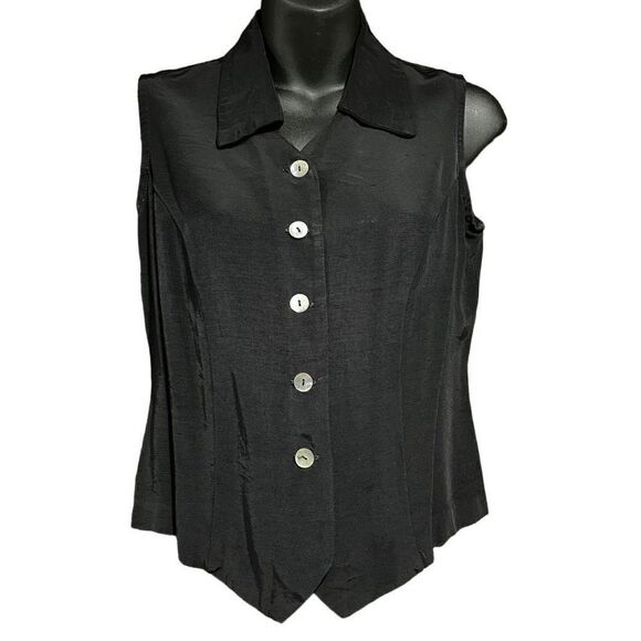 Decade Designs Black Sleeveless Button Shirt Blouse Women’s Size 6 - Picture 1 of 5